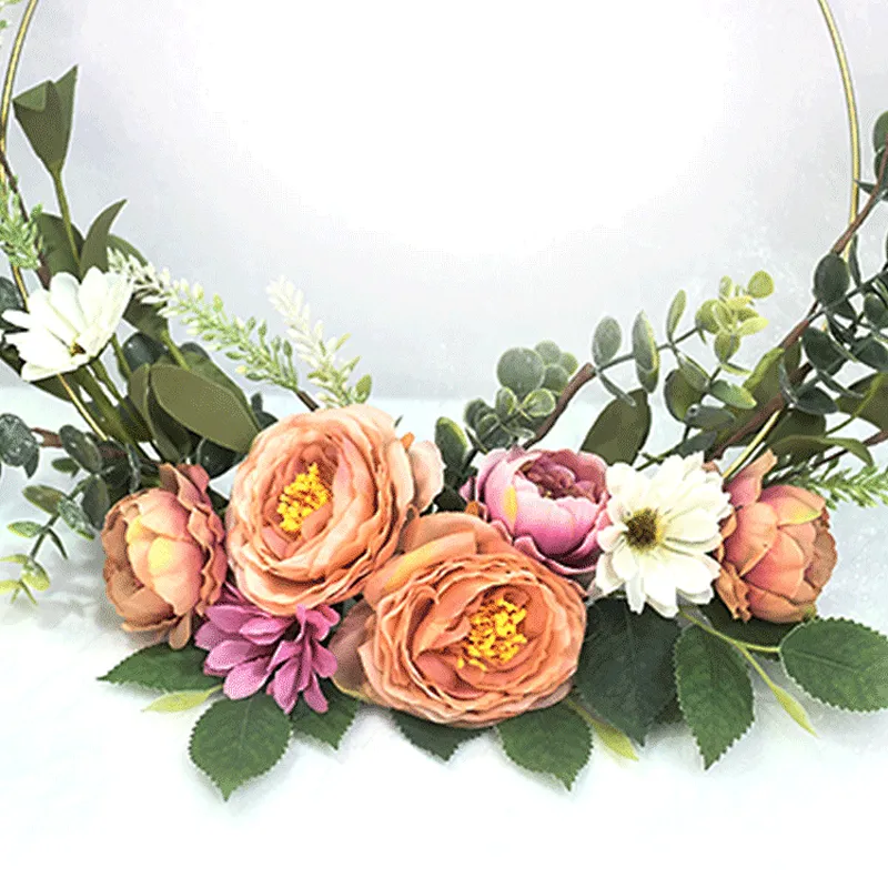 personalized Luxury spring Peony frame wreaths artificial decorative half wreaths on sale