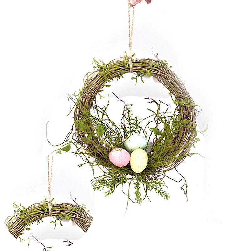 New Design Hand Wrapped Decoration Simulation Spring Wreaths Easter Candle Ring Wreath