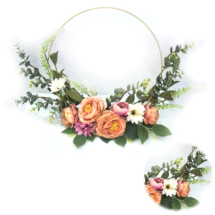 Ornamental colorful Peony Spring frame Half Wreath Hand Wrapped decoration simulation wreaths