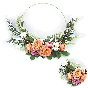personalized Luxury spring Peony frame wreaths artificial decorative half wreaths on sale