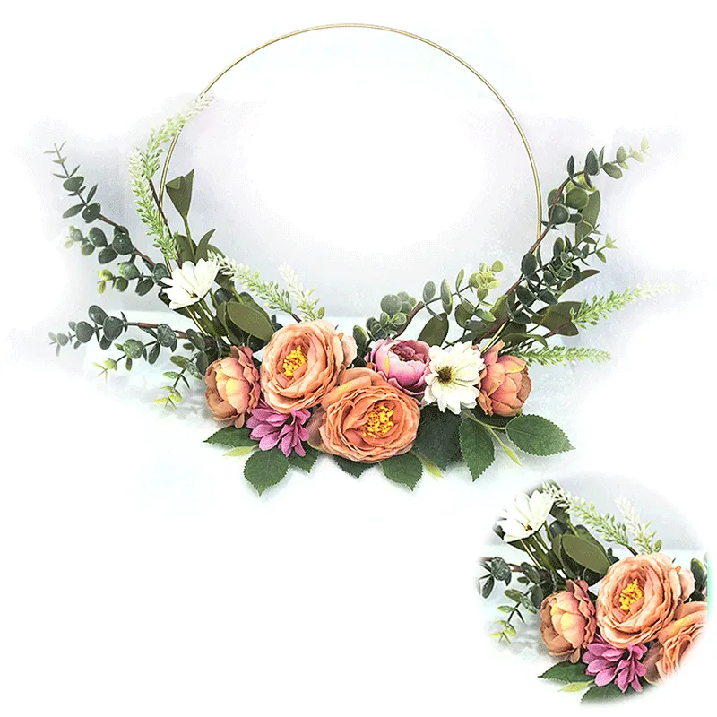 personalized Luxury spring Peony frame wreaths artificial decorative half wreaths on sale