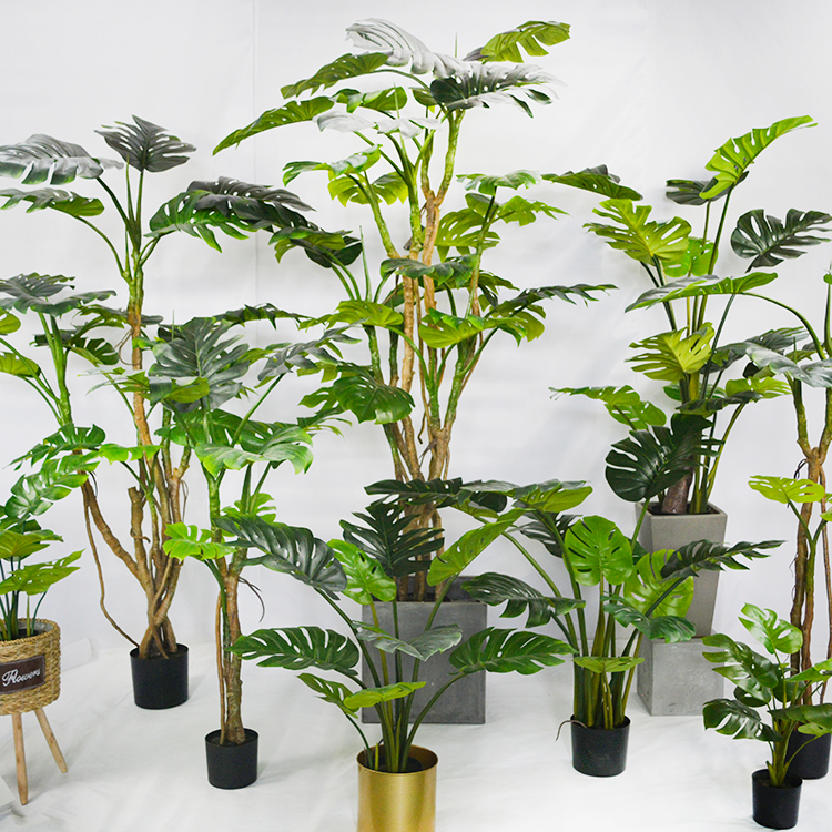 Wholesale Plastic Big Leaf Green Monstera Curvature Artificial Plant Monstera Tree