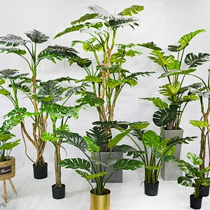 Wholesale Plastic Big Leaf Green Monstera Curvature Artificial Plant Monstera Tree