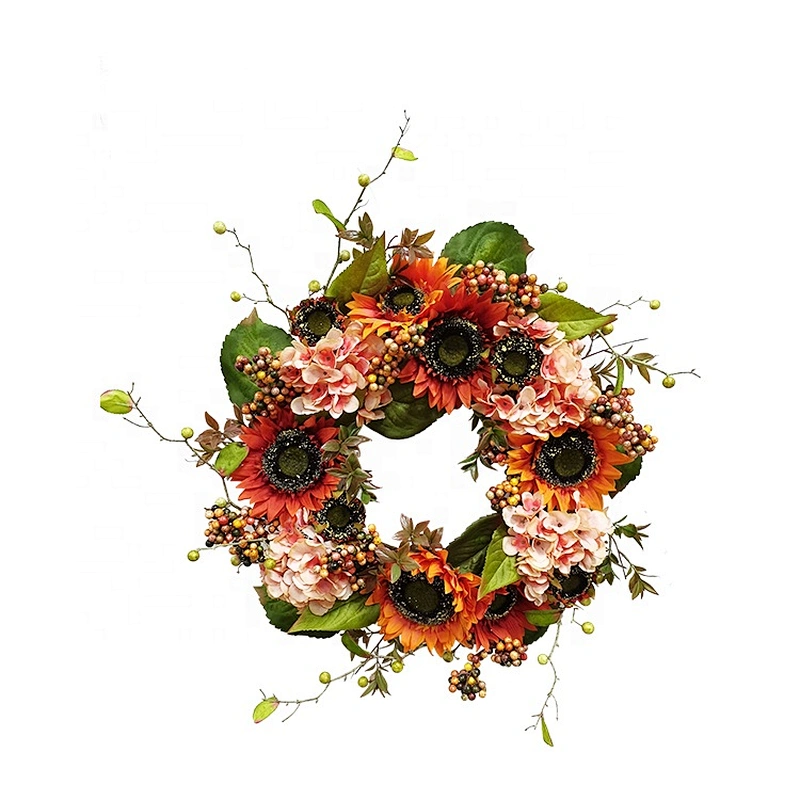 Artificial Hydrangea Wreath Natural Christmas/Autumn Indoor/outdoor hydrangea Wreath Decoration
