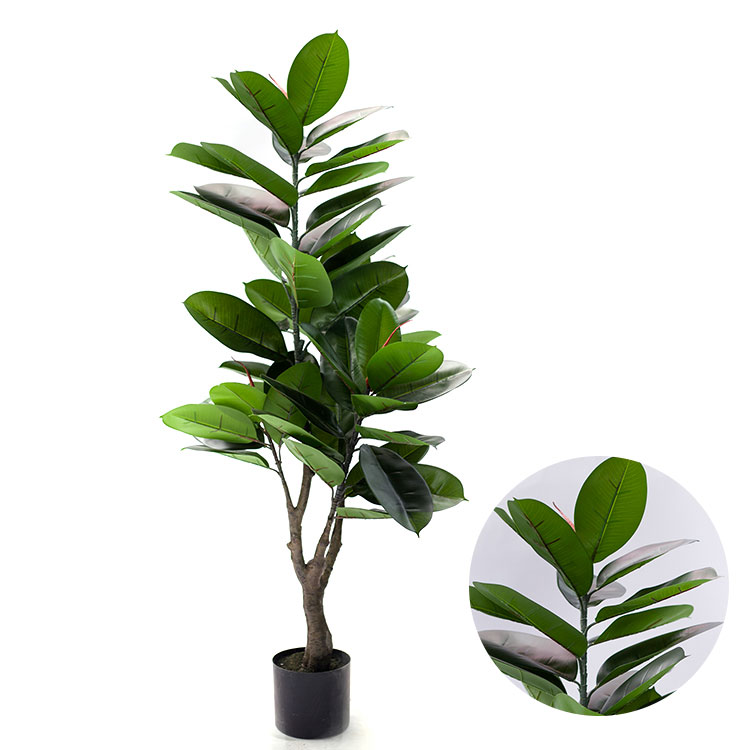 Manufacturer artificial potted indoor display plants rubber leaves greenery artificial rubber