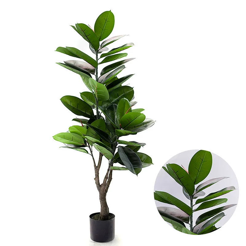 Manufacturer artificial potted indoor display plants rubber leaves greenery artificial rubber