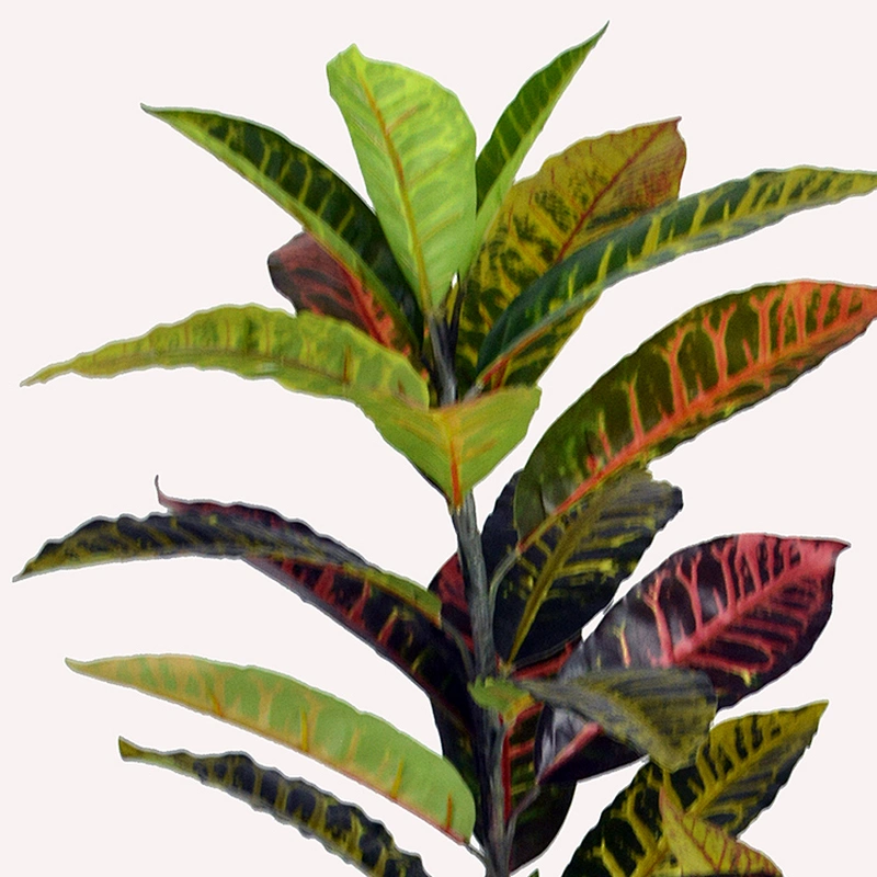 Factory Supply Greenery Ornamental Codiaeum Artificial Croton Leaves Home Artificial Bonsai Tree cColored Foliage