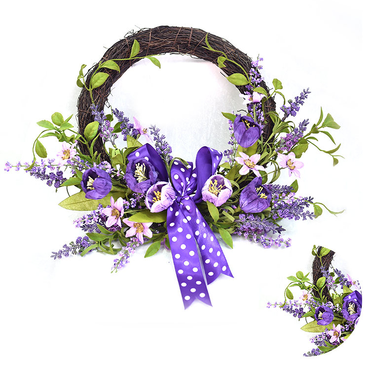 New Design artifical plant personalized spring Half wreath Handy Carfts Tulip Half Wreath