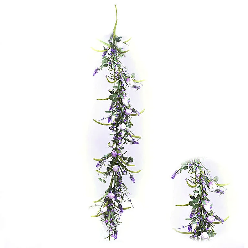 home decoration plant garland personalized spring Flower Lavernder with tulip garland