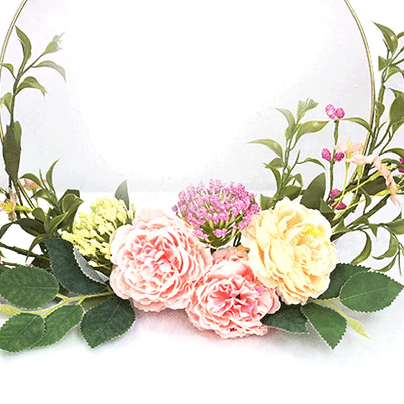 personalized Ornamental Real Touch Handy Carfts Wreath Peony Half Wreath for home decoration