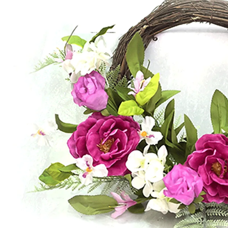 New Design Handy Carfts Peony Half Wreath Hand Wrapped decoration simulation wreaths