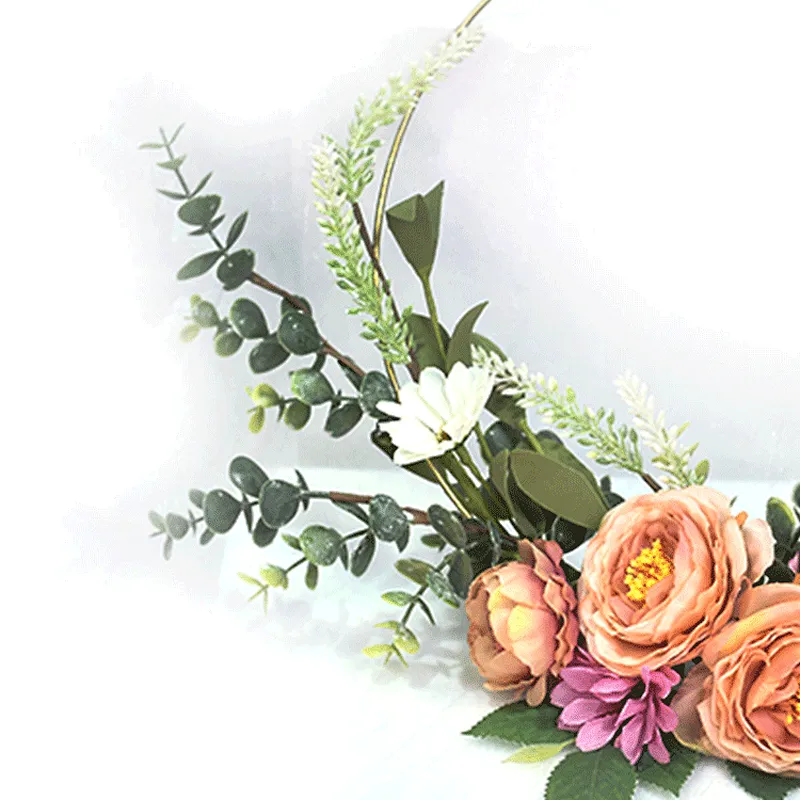 personalized Luxury spring Peony frame wreaths artificial decorative half wreaths on sale