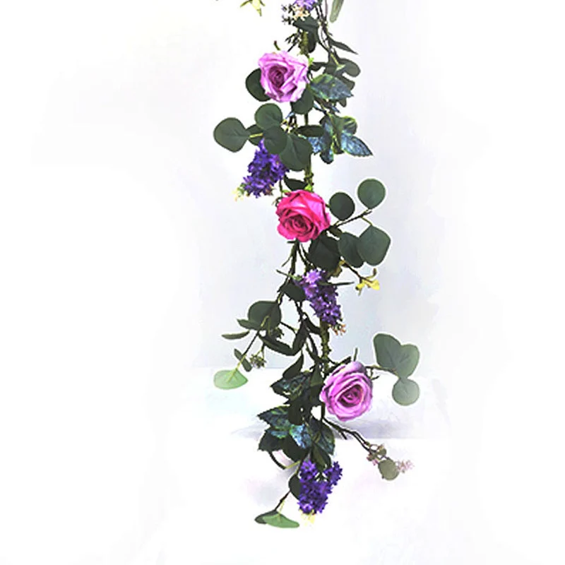 Arts And Crafts Hand wrapped Garland home decoration plant Garland Rose with Silver Dollar Garland