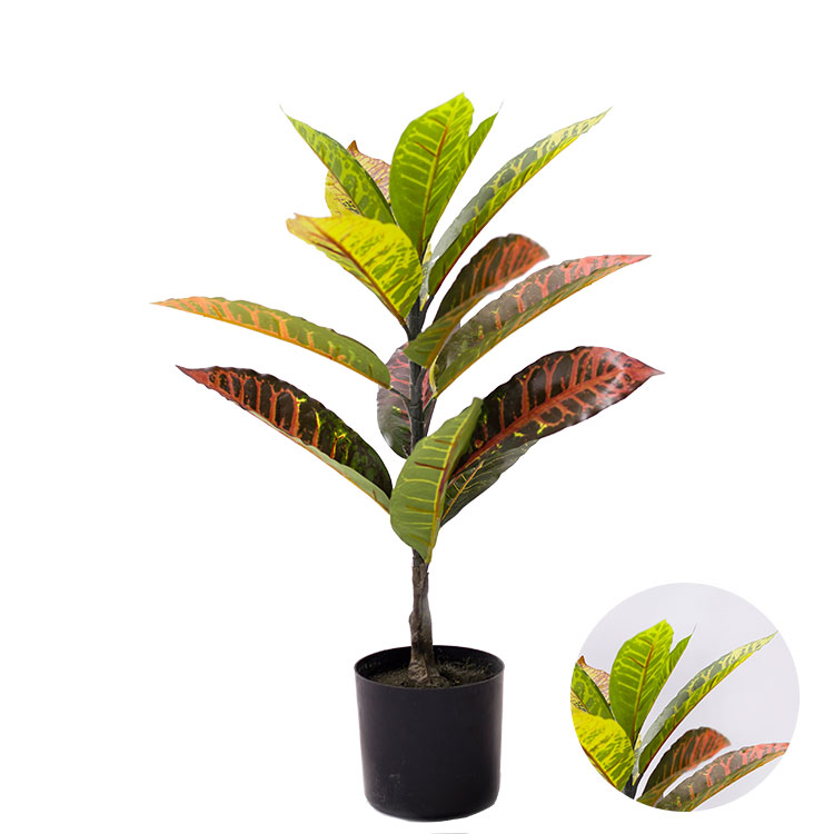 Factory Supply Artificial Plastic colored foliage artificial croton leaves plastic croton for sale