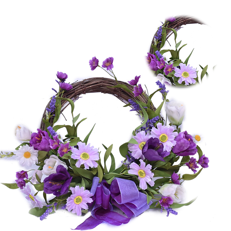 Hand Wrapped Spring Floral Artificial Decorative Wreaths Handy Carfts Half Wreath