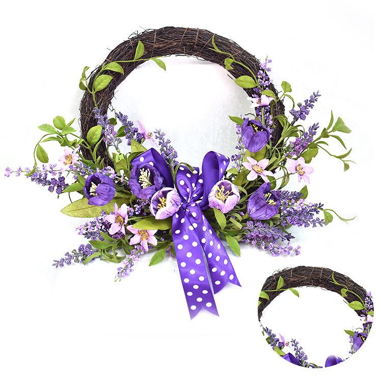 artificial Tulip Half Wreath spring Floral decoration Colorful Real Touch plant half wreath