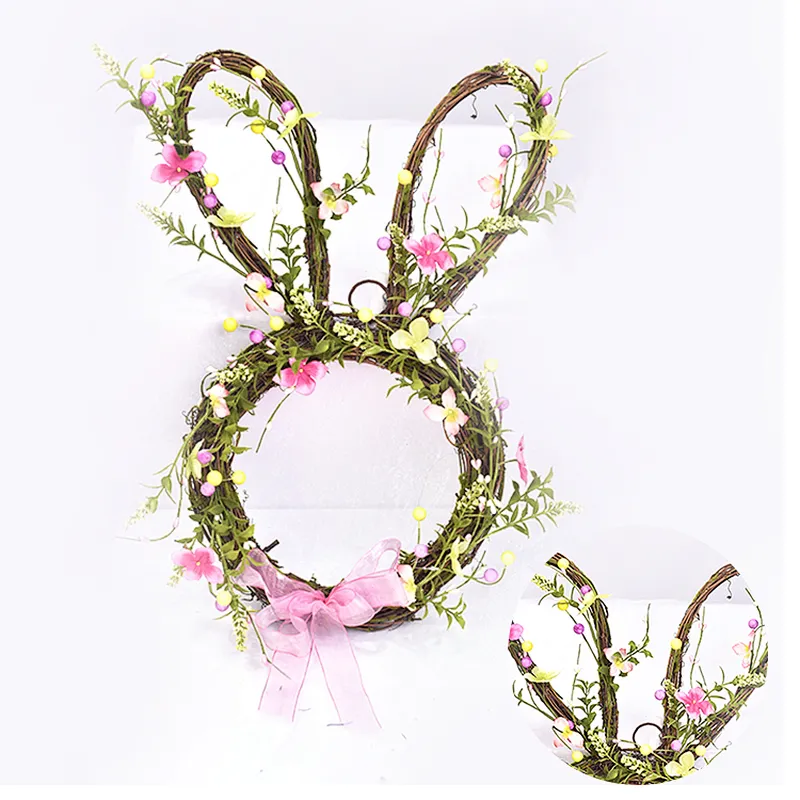 New Design bunny easter decoration wreath Arts And Crafts handmade wreath decorations