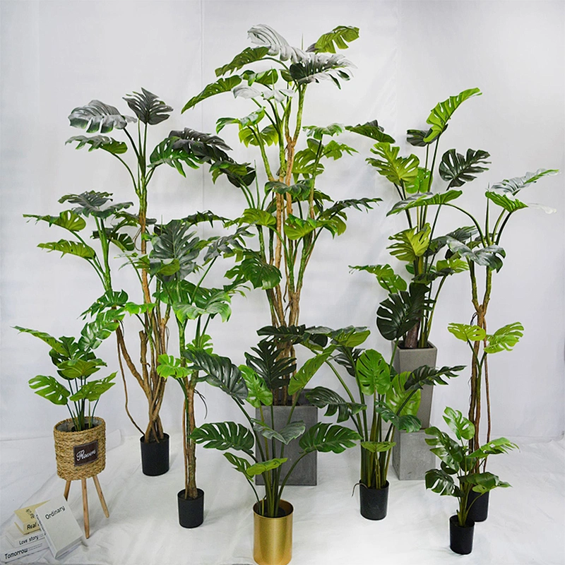 Best Quality Real Touch Varigated Monstera Leaf Plastic Charm Monstera Plate For Decoration