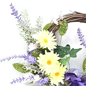 New Design Hand Wrapped Spring Floral Lavender Wreath artificial decorative half wreaths