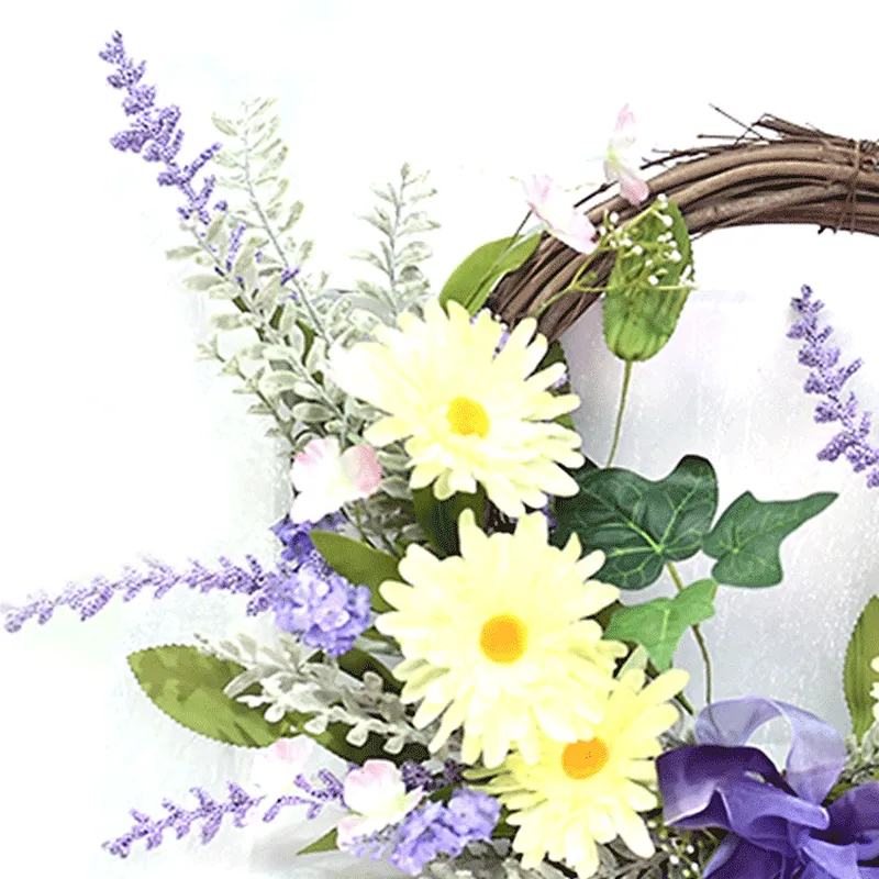 New Design Hand Wrapped Spring Floral Lavender Wreath artificial decorative half wreaths