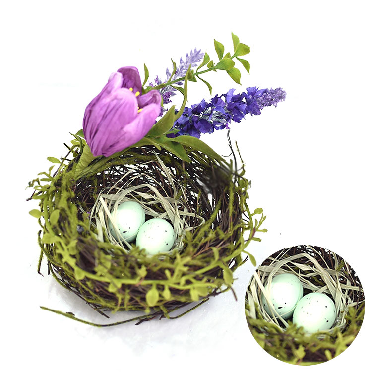 Easter Ornamental Craft Tulip Lavender Bird Nest Basket Egg With Tulip Bird Nest