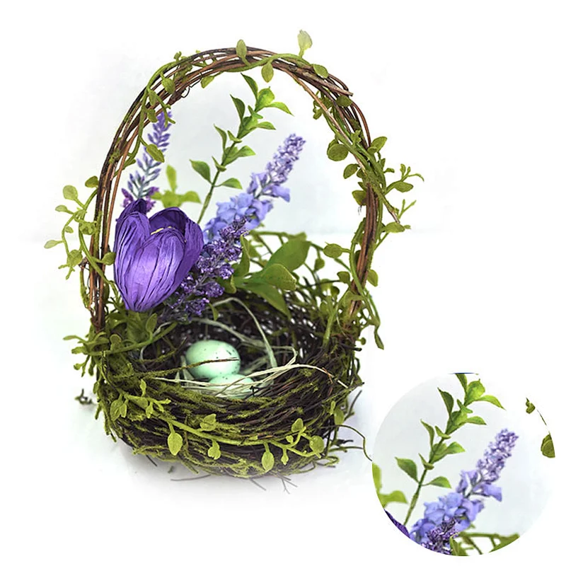 Colorful Easter Tulip Basket Bird Nest Handy Carfts Decoration Bird Nest Supplies
