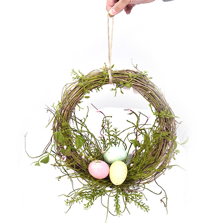 Factory Supply Easter Egg Wreath Decorative Artificial Spring Seasonal Decoration Wreath