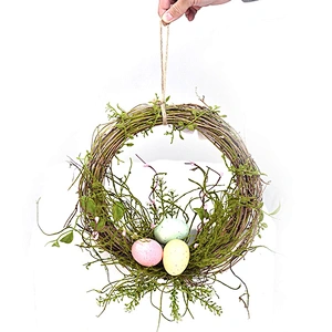 Factory Supply Easter Egg Wreath Decorative Artificial Spring Seasonal Decoration Wreath