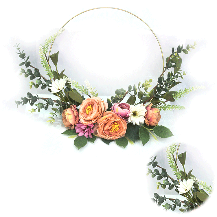Made In China Hand wrapped Peony wreath Arts And Crafts artificial decorative Half Wreath