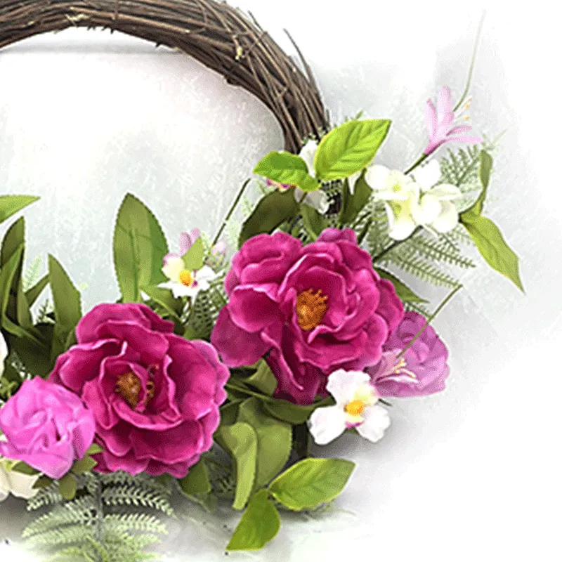 New Design Handy Carfts Peony Half Wreath Hand Wrapped decoration simulation wreaths