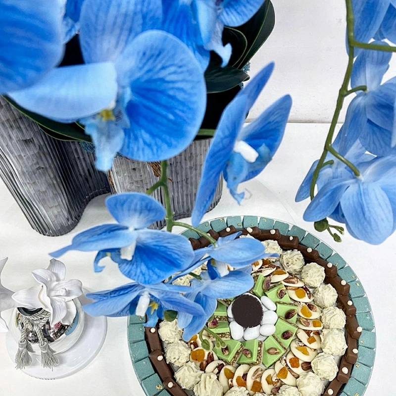 High quality  real  touch feel colorful artificial orchid flower plastic/ceramic pots