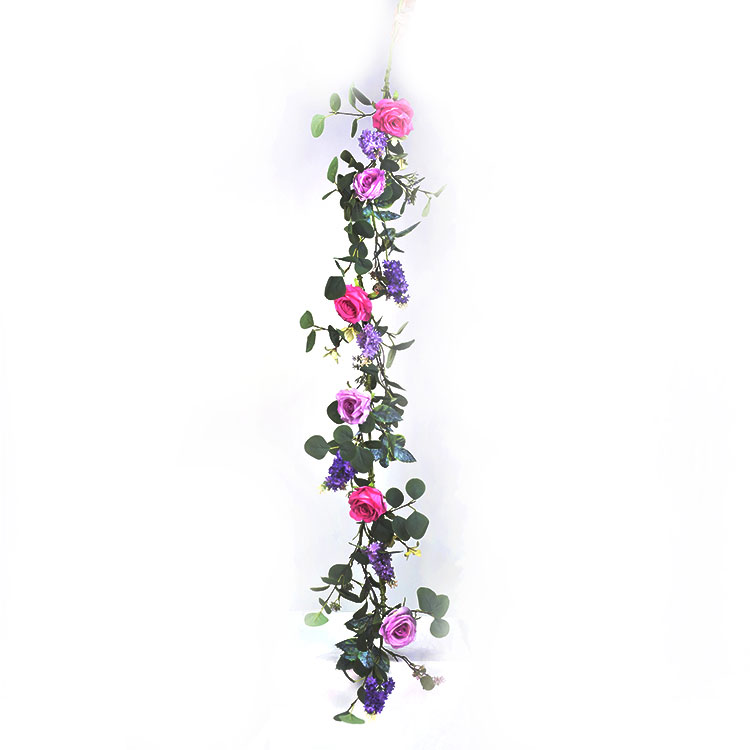 Colorful Handy Carfts Spring garland artificial spring Floral Spring Garland Rose with Silver Dollar Garland