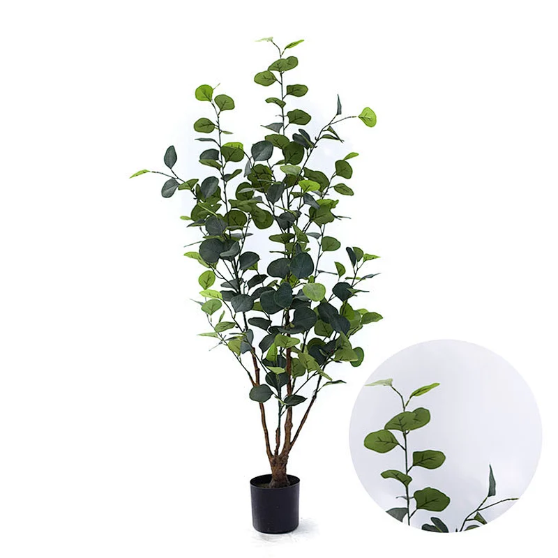 wholesale green artificial plant eucalyptus ficus bonsai artificial eucalyptus tree for hotel decoration