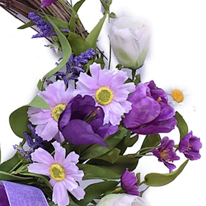 Ornamental Personalized Spring Flower Real Touch Half Wreath Daisy Wreath with Tulip Wreath