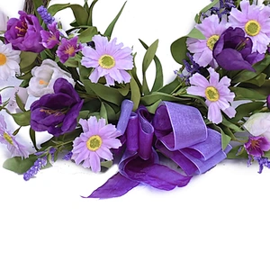 Ornamental Personalized Spring Flower Real Touch Half Wreath Daisy Wreath with Tulip Wreath