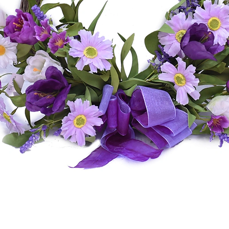 Ornamental Personalized Spring Flower Real Touch Half Wreath Daisy Wreath with Tulip Wreath