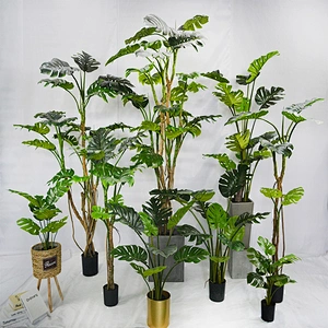 Popular Vivid Customized Artificial Foliace Adansonii Variegated Monstera Tree Monstera Deliciosa Plant