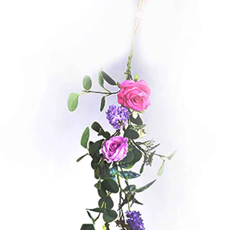 Colorful Handy Carfts Spring garland artificial spring Floral Spring Garland Rose with Silver Dollar Garland
