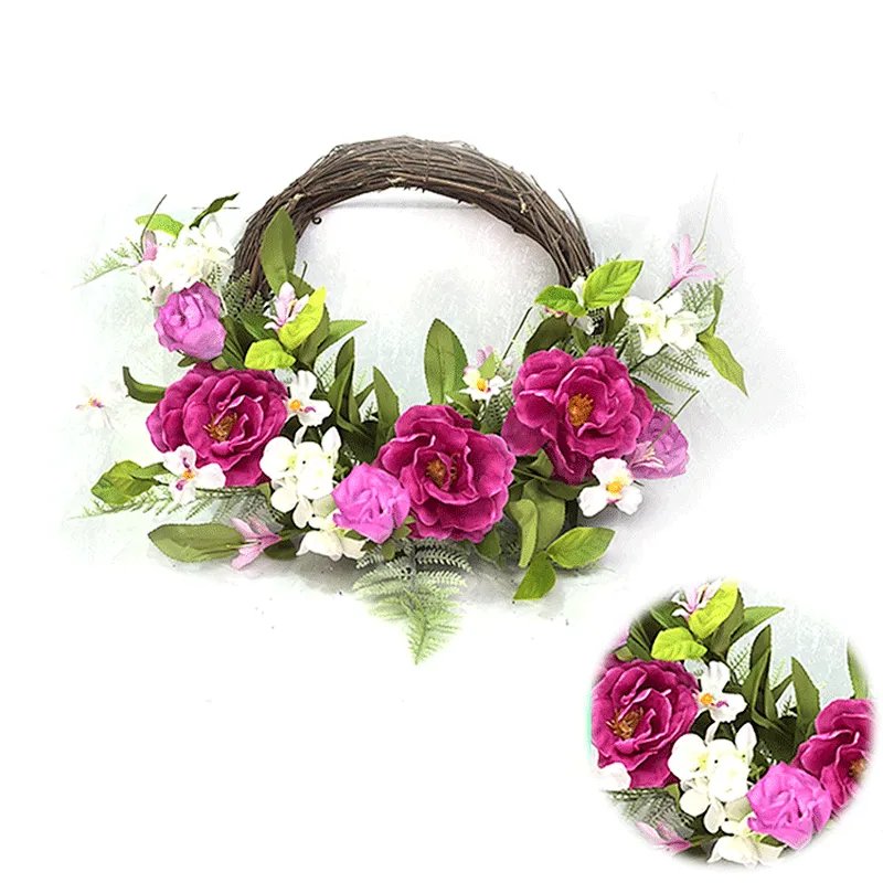 New Design Handy Carfts Peony Half Wreath Hand Wrapped decoration simulation wreaths