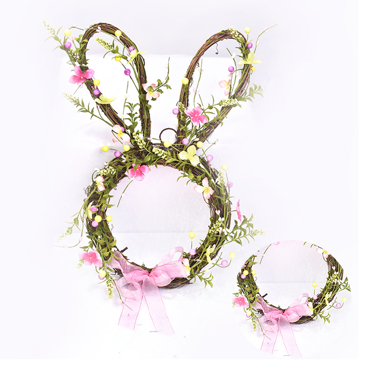 Ornamental Bunny Wreath with wild flower Real Touch Handy Carfts decorative wreaths