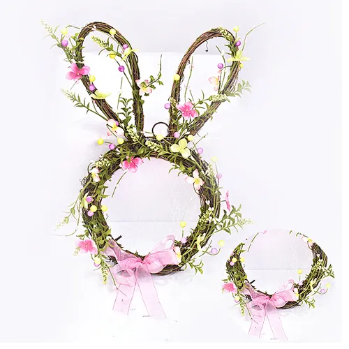 Ornamental Bunny Wreath with wild flower Real Touch Handy Carfts decorative wreaths