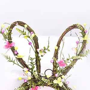 Ornamental Bunny Wreath with wild flower Real Touch Handy Carfts decorative wreaths