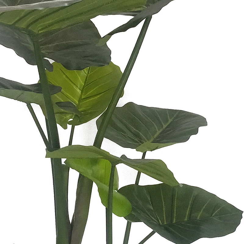 Green Plastic Taro Tree Artificial Bonsai Plant Foliage Evergreen Plants For Table Decoration