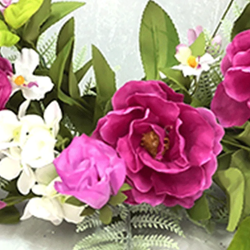 New Design Handy Carfts Peony Half Wreath Hand Wrapped decoration simulation wreaths