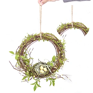 Artificial Easter Candle Ring Wreath Spring Floral Decorative Egg With Berry Wreath