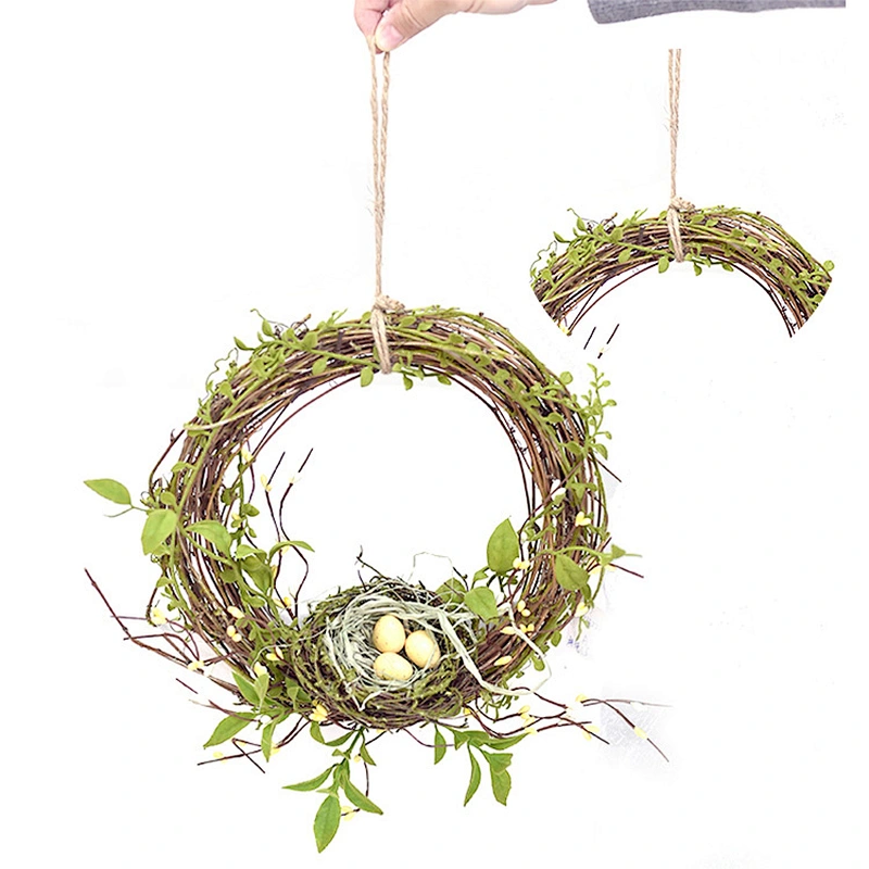 Artificial Easter Candle Ring Wreath Spring Floral Decorative Egg With Berry Wreath