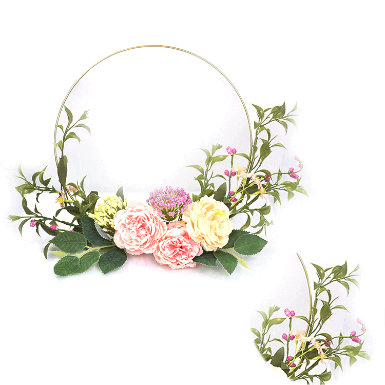 Arts And Craft Spring Peony frame wreaths Hand Wrapped decoration simulation half wreaths
