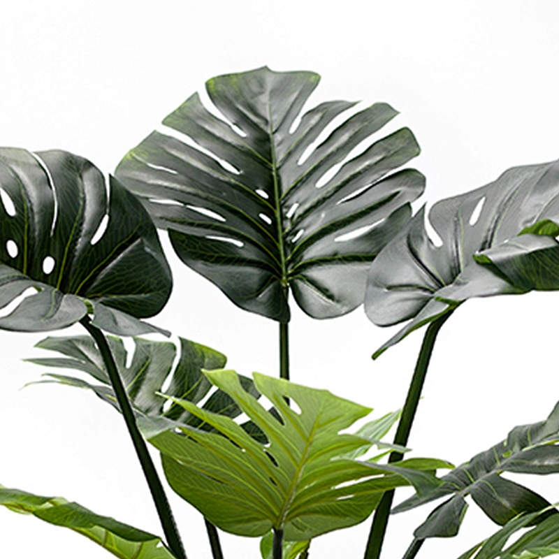 Wholesale Plastic Big Leaf Green Variegated Monstera  Decor Artificial Monstera Plants