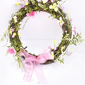 Artificial Plant Twig Bunny Decorative Wreath Easter Bunny Wreath With Wild Flower