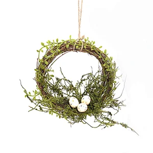 Hand Wrapped Artificial Easter Spring Seasonal Decoration Wreath Egg With Berry Wreath Decoration